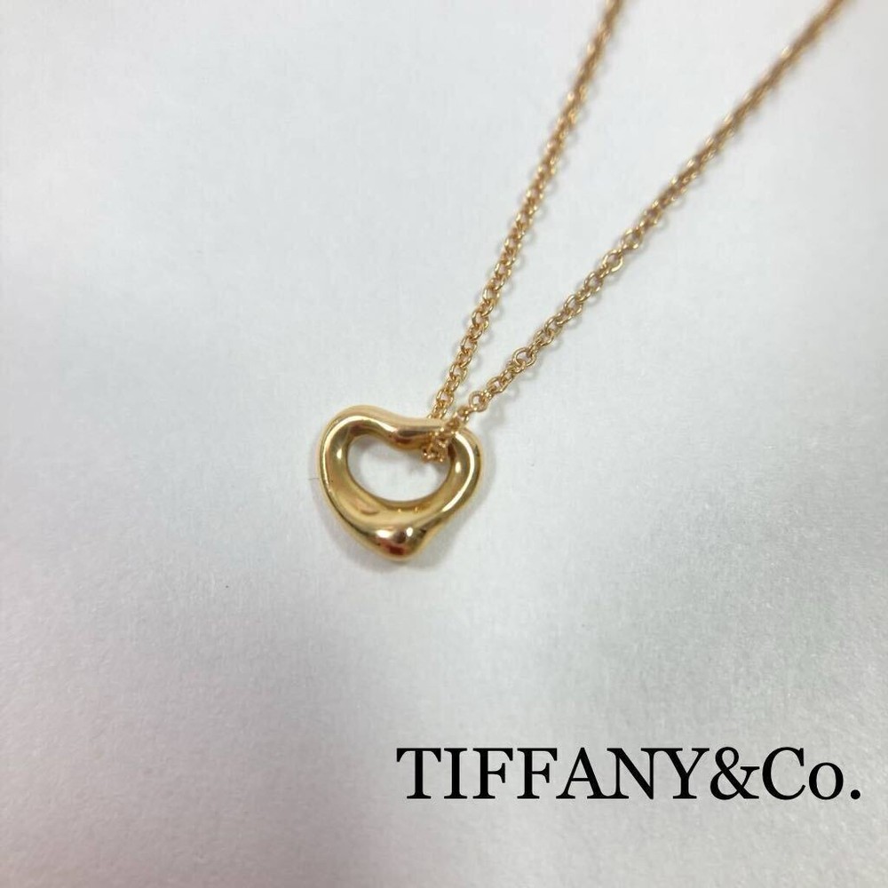 TIFFANY&Co. Tiffany Open Heart Pendant Necklace 7mm 1.6g Au750 PG K18