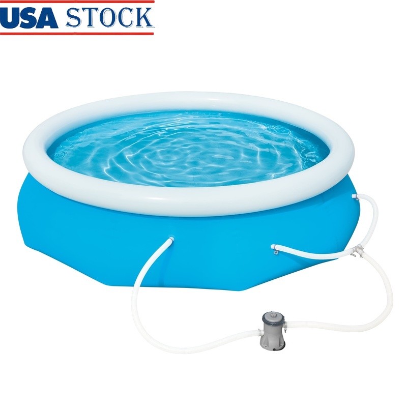 Inflatable Round Above Ground Pool Set with Easy Fill and Filter Pump
