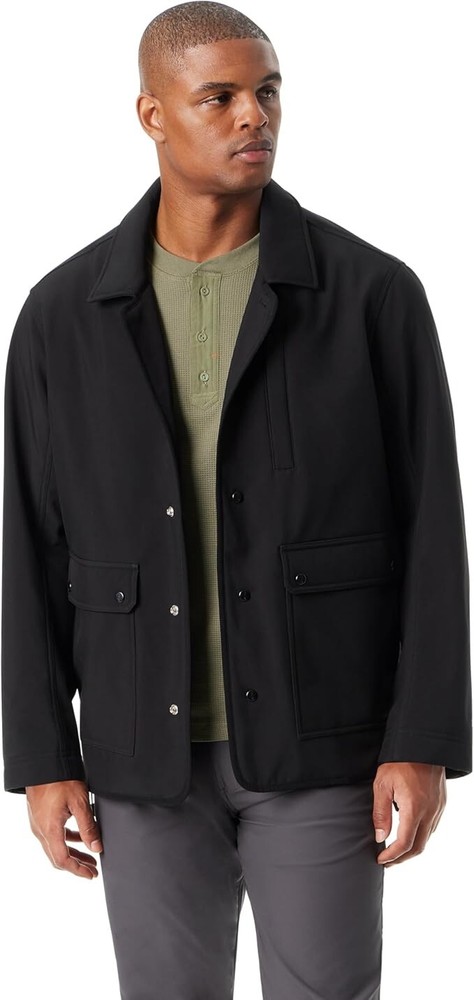 Bass Outdoor Rain Barn Jacket Men's Black Storm System Removable Hood, XL