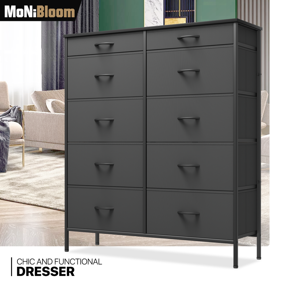 Drawers Dresser Fabric Chest of 10 Double Drawers Clothing Storage Organizer Bin