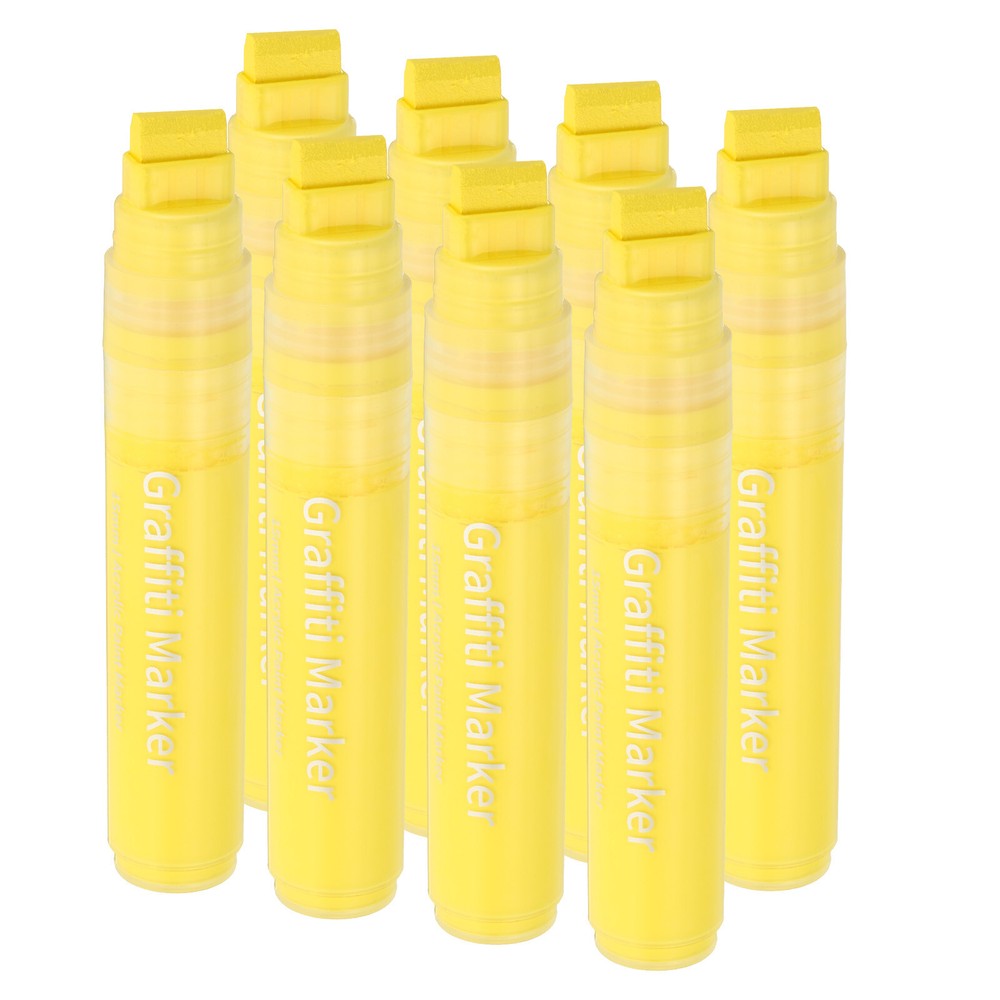 8 Pcs Graffiti Markers, 15mm Yellow Poster Marker Thick Acrylic Paint Pen