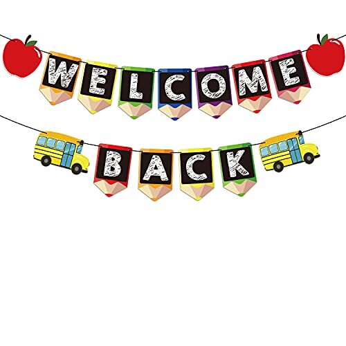 Welcome Back Banners Back to School Decorations for Classroom - 2 Strings, NO