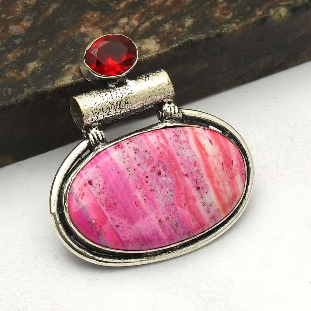 Dendrite Opal Garnet Gemstone Ethnic Handmade Pendant Jewelry Gift 1.52