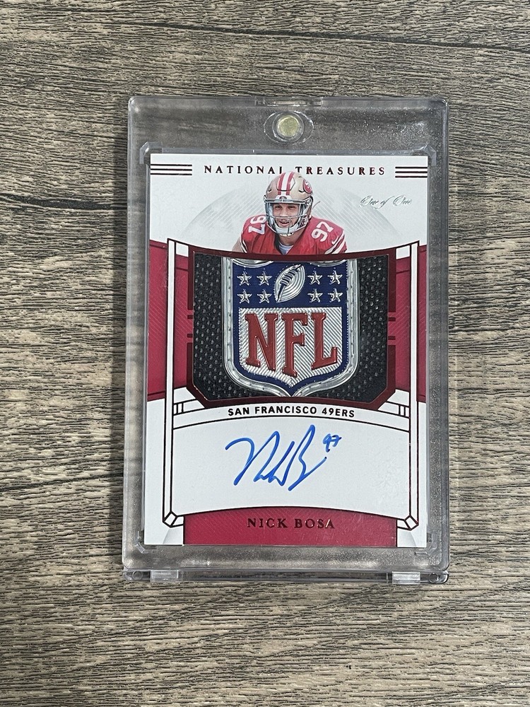 2019 National Treasures NFL Shield 1/1 Nick Bosa RPA Rookie Patch Auto 49ers