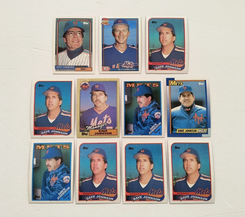 1987 Topps Dave Johnson & 1991 Topps Bud Harrelson Jeff Torborg Mets Lot 543 261