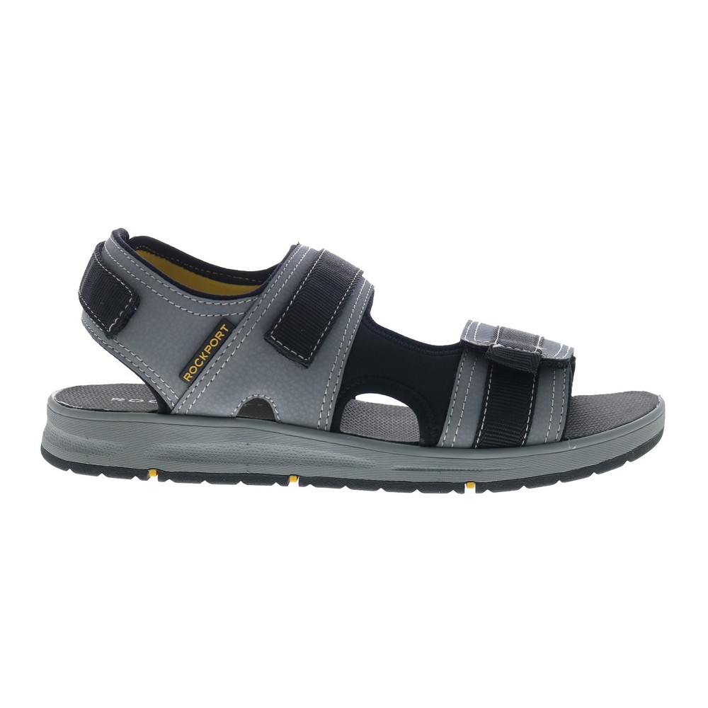 Rockport Lucky Bay Sport 3 Strap Gray Sandals Size 9.5