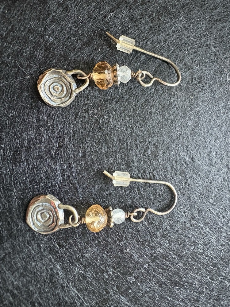 Jes Maharry Silver Dangle Earrings With Colored Beads And “faith” Charm