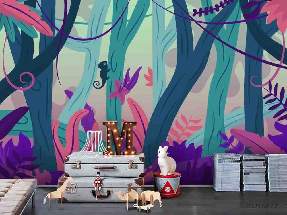 3D Jungle Plants Illustration Wall Murals Wallpaper Murals Wall  2