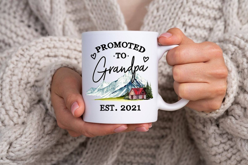 Promoted To Grandpa New Grandparent Gift Pregnancy Reveal Mug Grandpa Coffee Mug