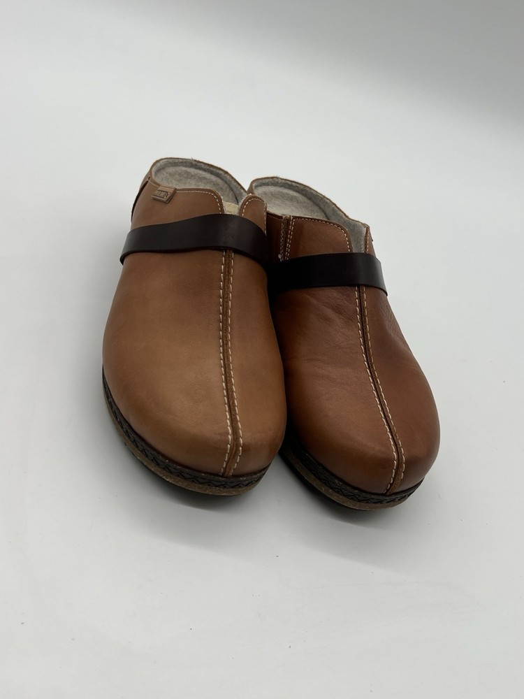 PIKOLINOS Granada Women’s Size 39 US 8.5 Brown Leather Clogs Mules Shoes.