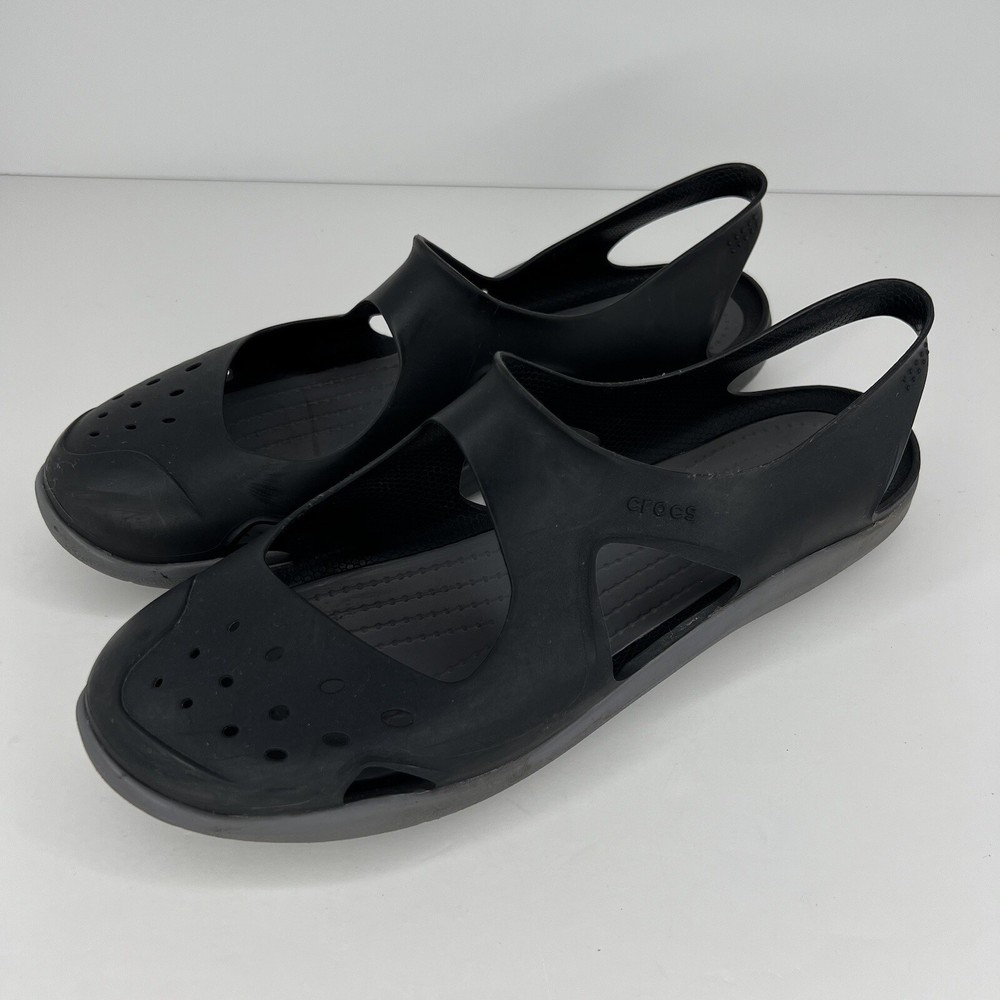 Crocs Swiftwater Wave Style Womens Size 10 Black Waterproof Slingback Sandals