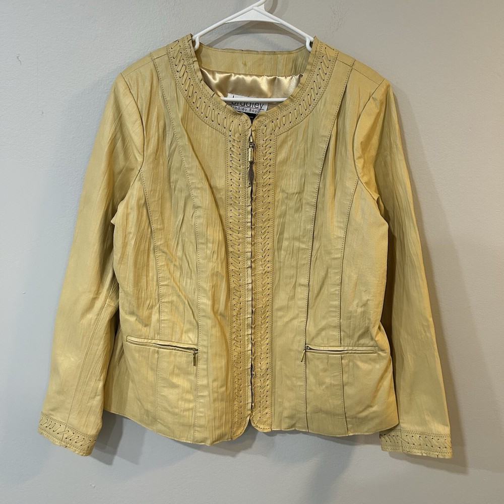 Bradley By Bradley Bayou Genuine Leather Yellow Jacket Women’s Size Large