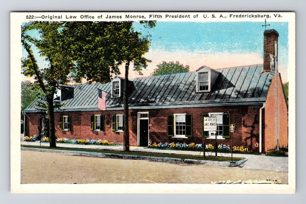 Fredericksburg VA-Virginia Original Law Office James Monroe Vintage Postcard