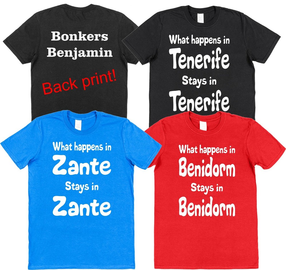 Custom Stag Night Location T-Shirts for Bachelor Party Matching Group Outfits