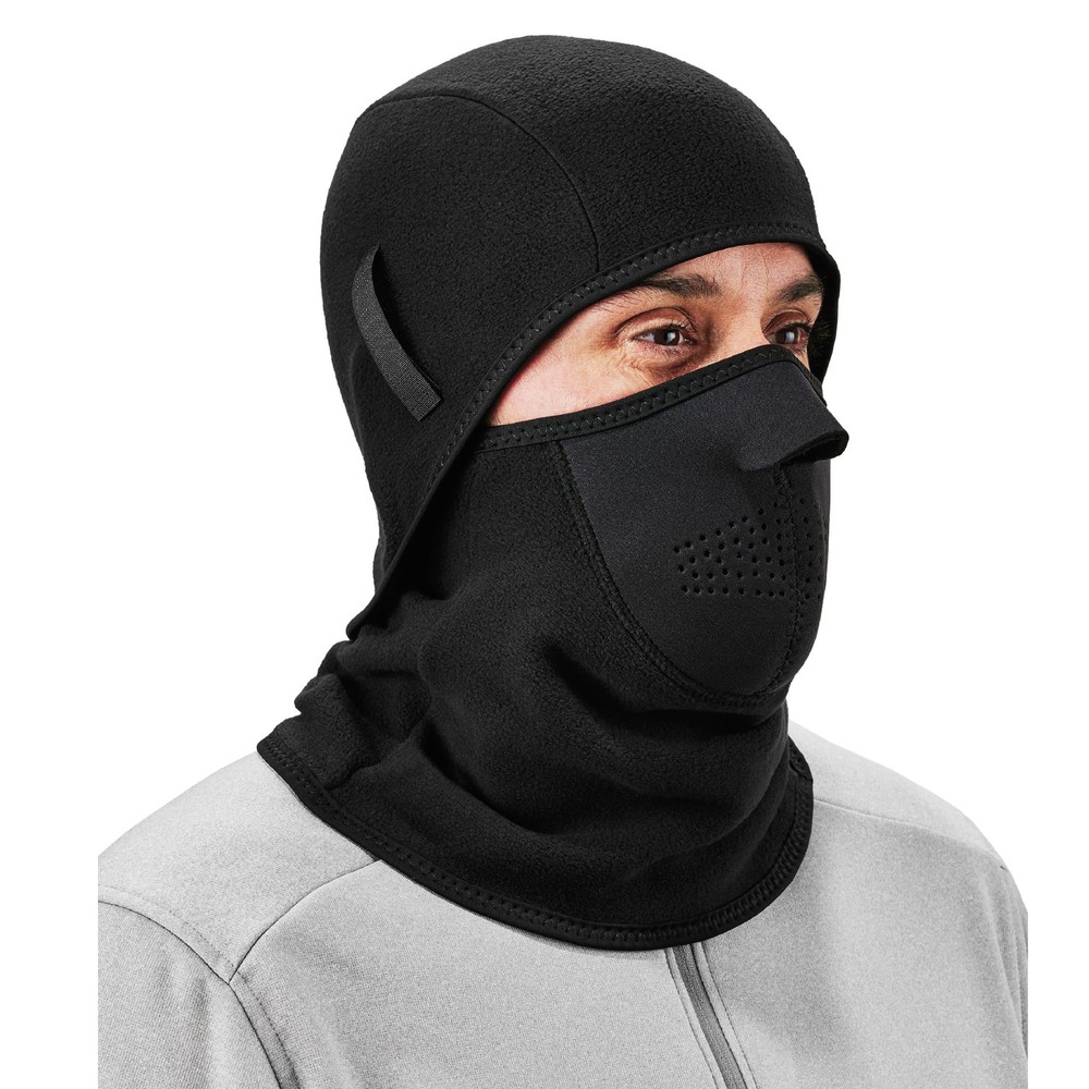 Mens Face Mask - 2-pc Fleece Neoprene Balaclava, Black