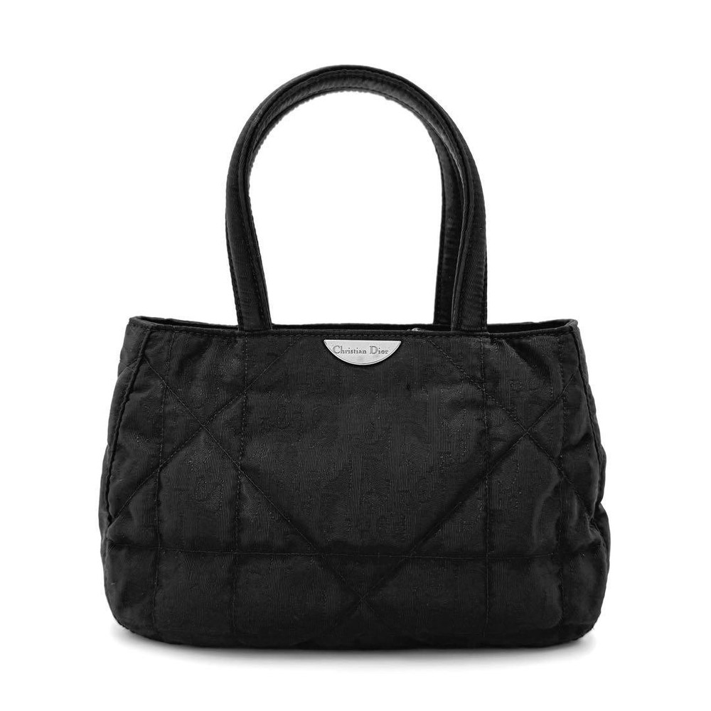 Dior Trotter Logo Quilted Nylon Black Handbag Made in Italy
