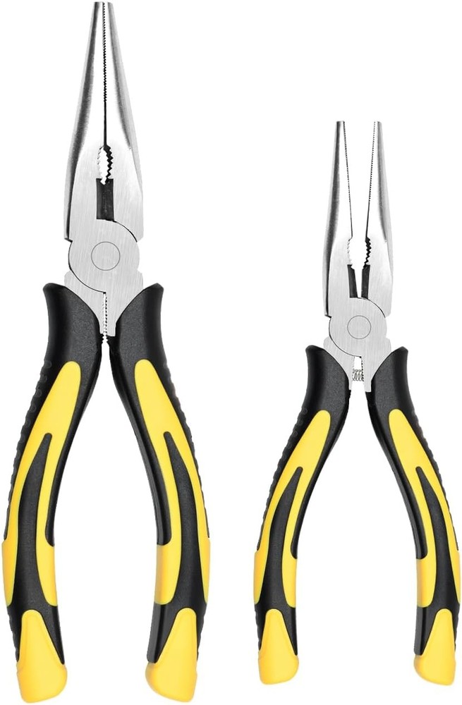 Premium Long Needle Nose Pliers- 8” & 6'’, Paper Clamp Precision, High Carbon...