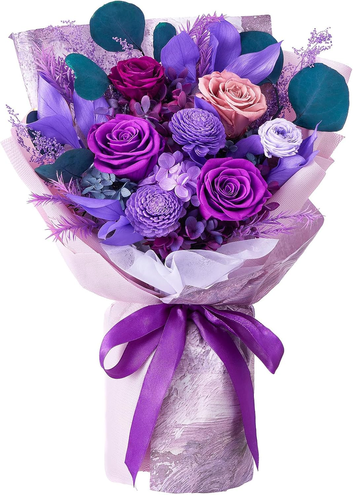 Flowers for Delivery Prime, Preserved Flowers Bouquet for Valentine'S Day, Purpl-image