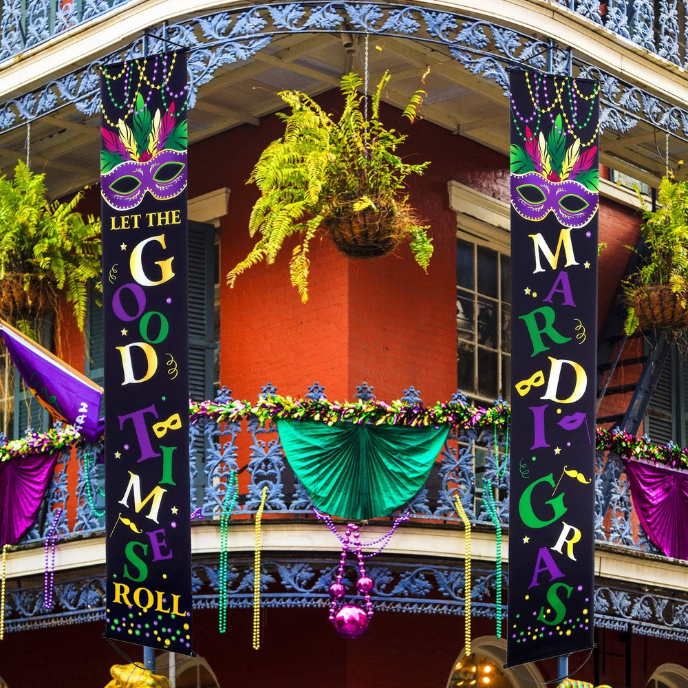 Mardi Gras Decoration Set Mardi Gras Porch Sign Welcome Banner Mardi Gras Hangin