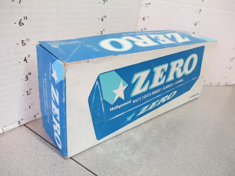 1970s ZERO Candy Bar Wrapper Store Display Box from Hollywood Centralia IL