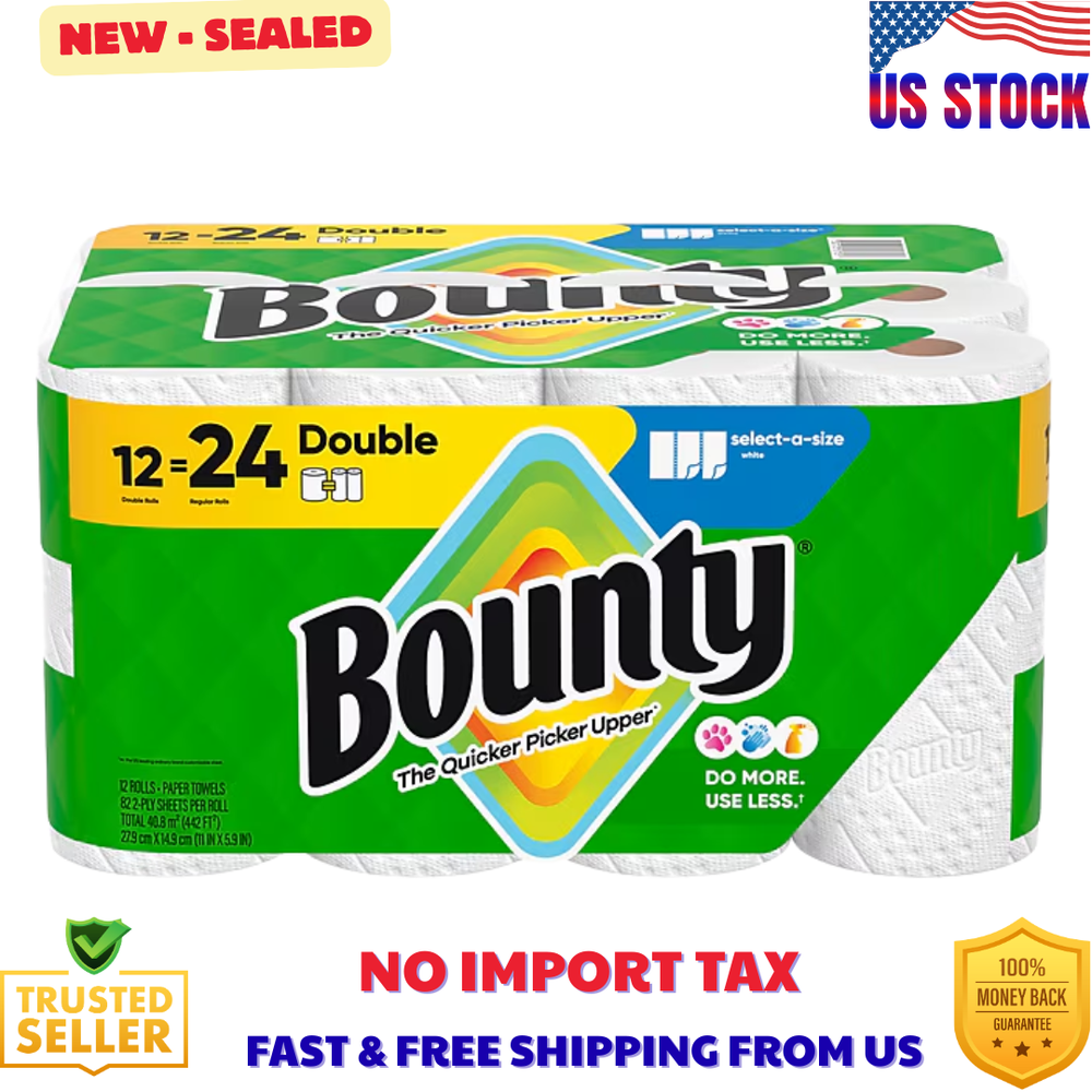 Bounty Paper Towels Select-A-Size White, 12 Double Rolls, 82 Sheets Per Roll
