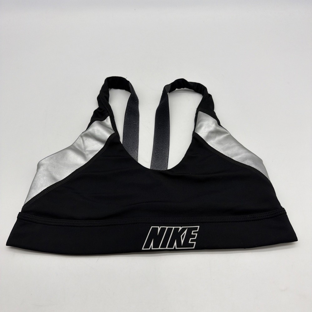 Nike Sport Bra Women M Black & Gray Logo .#44970