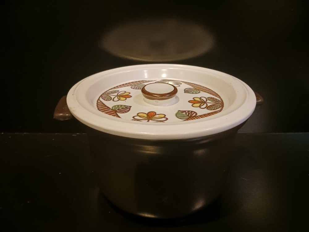 Flame Chef Japan Brown 1 Qt Pot vintage cookware ceramic