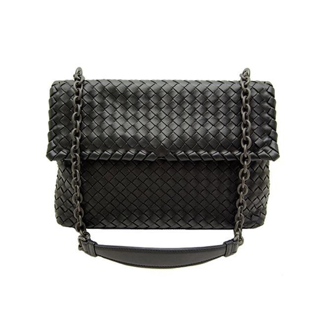 BOTTEGA VENETA Black Intrecciato Olimpia Leather Shoulder Bag Pre-Owned Excellent Condition  