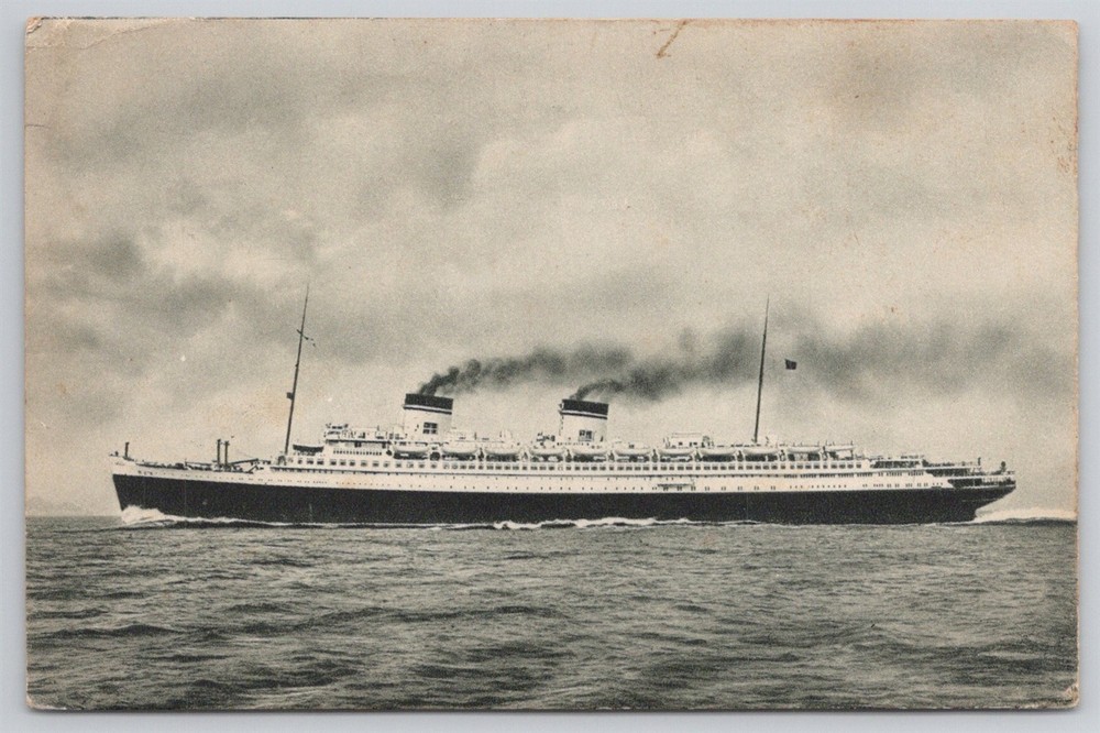 SS Rex Italian Ocean Liner Launched 1931 Posted 1933 Sunk 1944 Postcard AK19