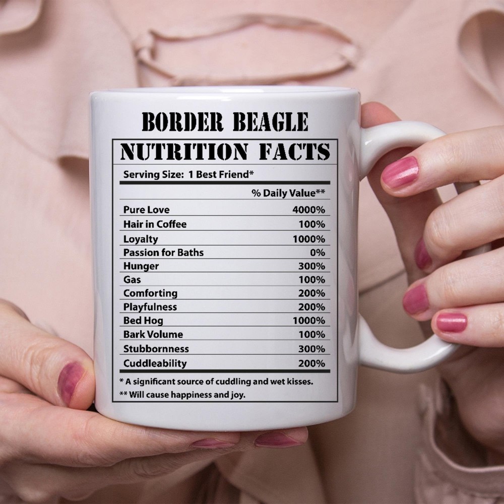 Funny Border Beagle Coffee Mug with Nutritional Facts Design