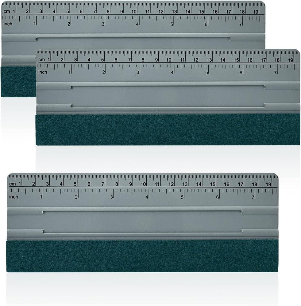 3pcs 7.6-inch Vinyl Wrap Squeegee with Felt Edge, Measuring Guidelines, Ide