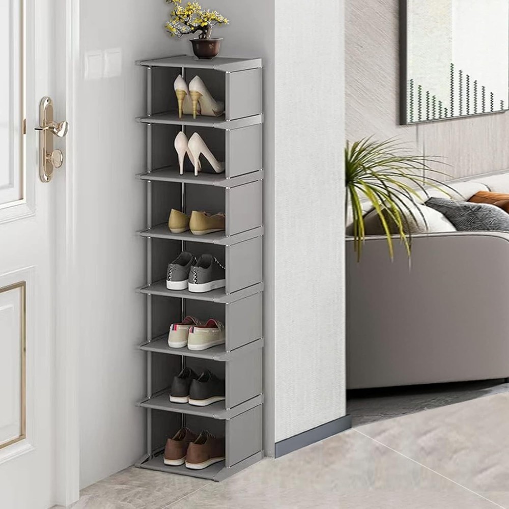 8-Tier Narrow Shoe Rack Organizer for Small Spaces Vertical Storage