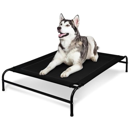 Breathable Elevated Cooling Dog Bed for X-Large Dogs with Raised Design