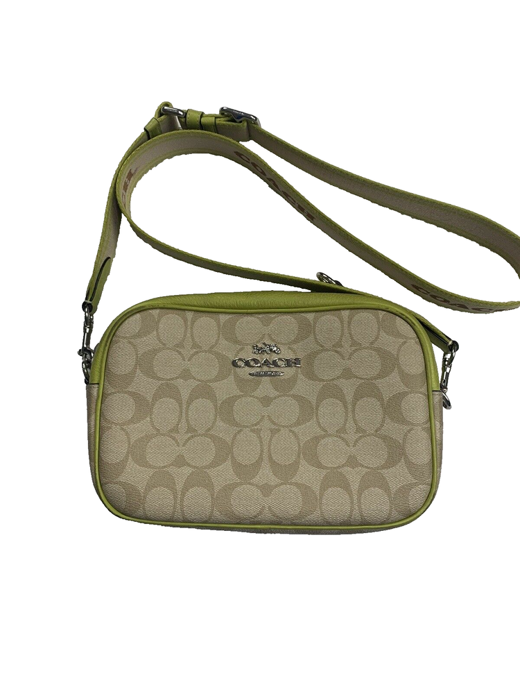 Coach Jamie Signature Crossbody Camera Bag in Light Khaki & Key Lime CJ582