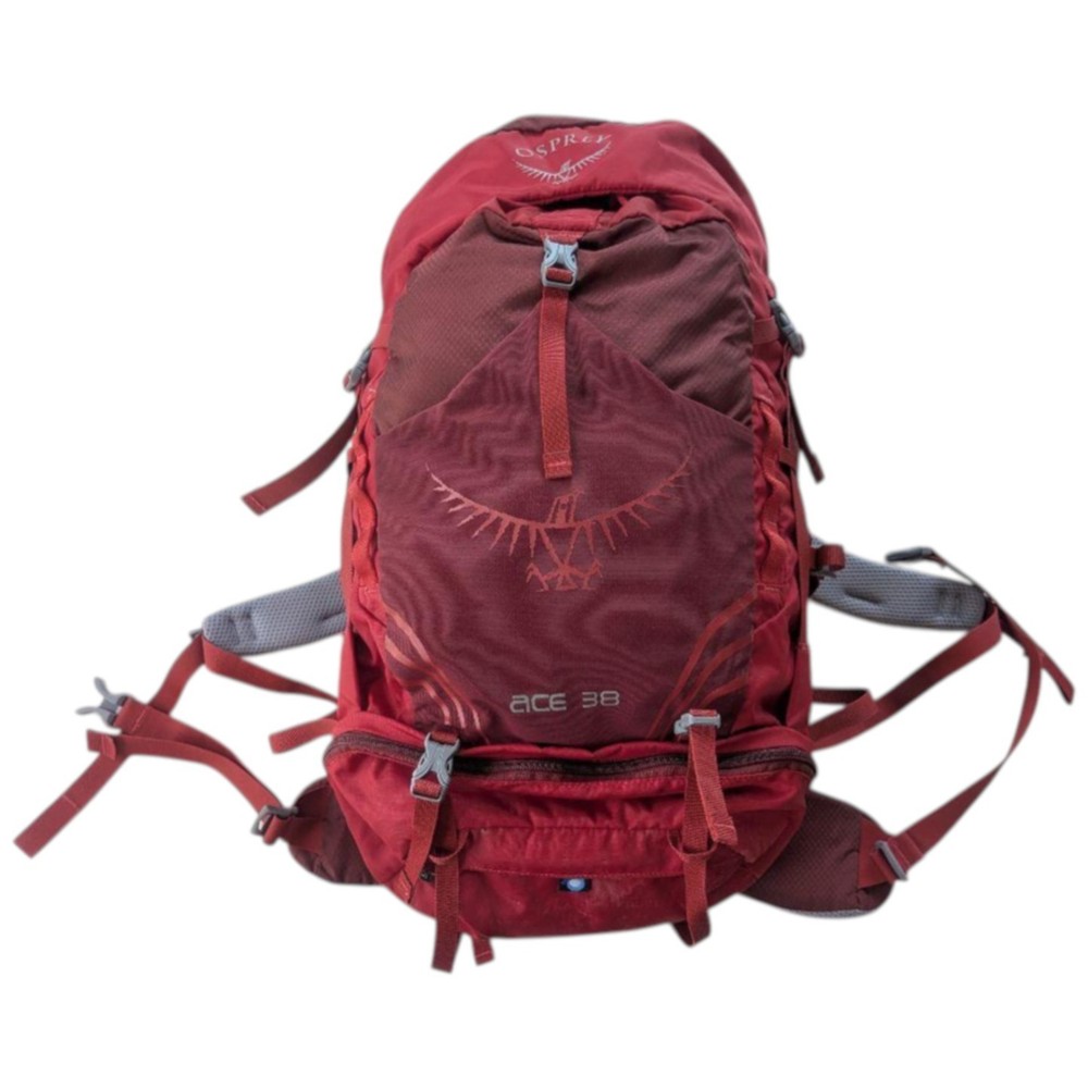 Osprey Ace 38L Hiking Backpack in Red with Rain Cover Used Japan