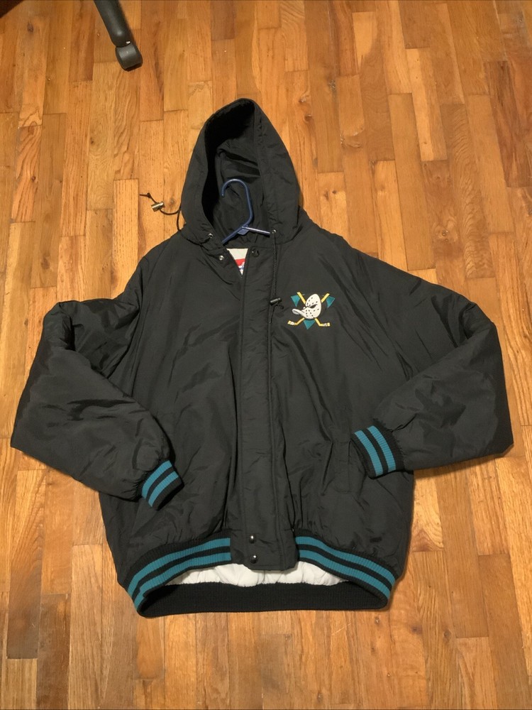 Vintage 90s Swingster Mighty Ducks XL Large Hood Jacket Jacke Hockey NHL USA,