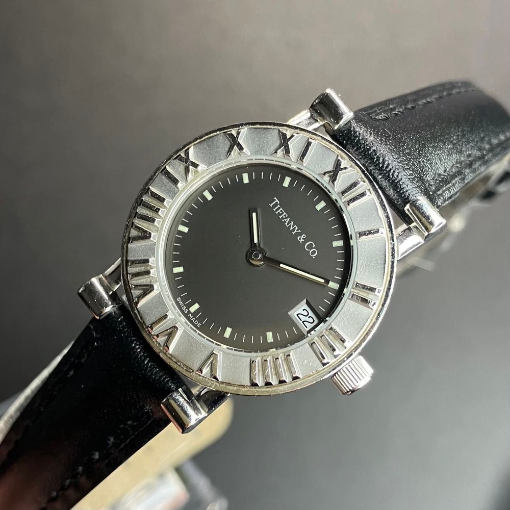 Tiffany Watch Atlas Round Roman Black Movable Tiffany 2403Ti2