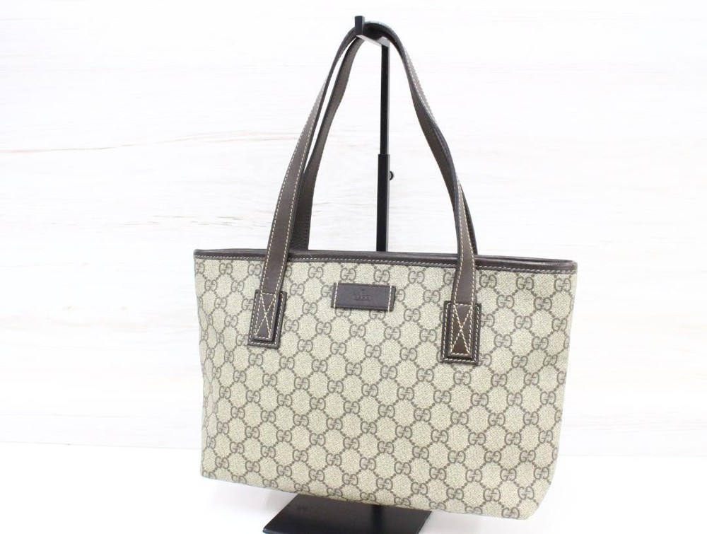 GUCCI GG Supreme Shoulder Bag PVC Beige Authentic Luxury Handbag