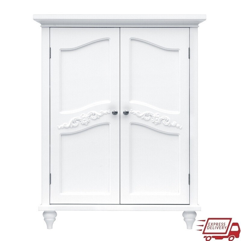 Freestanding Two Door Floor Cabinet with Adjustable Shelves Durable Storage