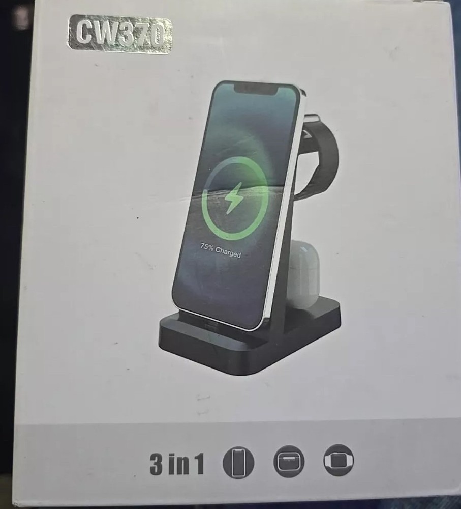 CW370 3 in 1 Wireless Charging Station for IPhone, Apple Watch and AirPods