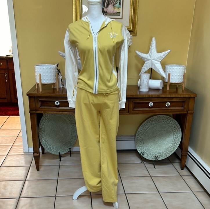 Y2K Vertigo Paris Gold Studded Embroidered Bling Zip Hoodie