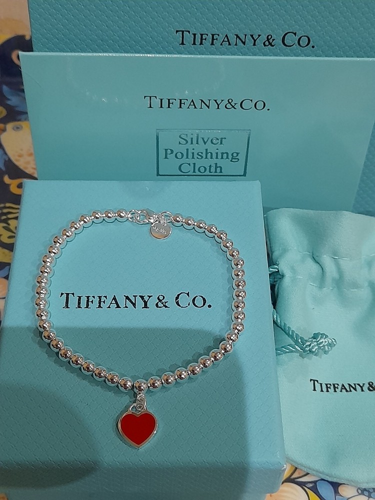 Tiffany&Co. 925 ReturnToTiffany 4mm Beaded Bracelet Red HeartTag ❤️ 18cm/M. New.