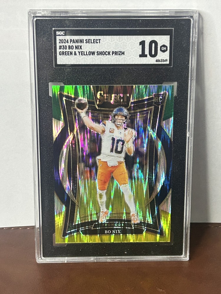 2024 Panini Select - Concourse Bo Nix #30 Green & Yellow Shock Prizm (RC)