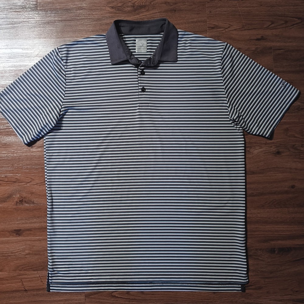 Callaway Men's Opti Dri Short Sleeve Polo Golf Shirt - Large - Striped Design