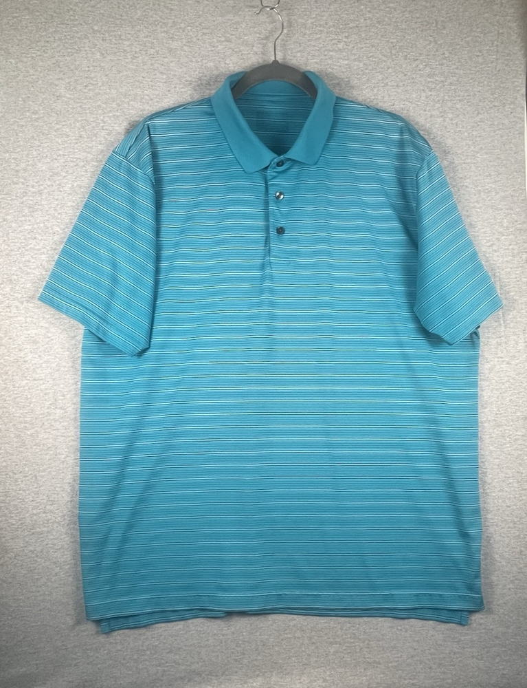 Jack Nicklaus Shirt Mens L Blue Green black Feeder Stripe  button up Polo Golf