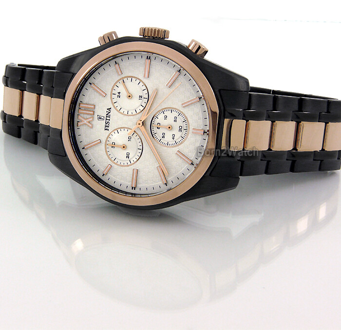 FESTINA F16856/1 CHRONOGRAPH ROSE GOLD LAYERED BLACK PVD *SUPER CLEARANCE SALE*-image