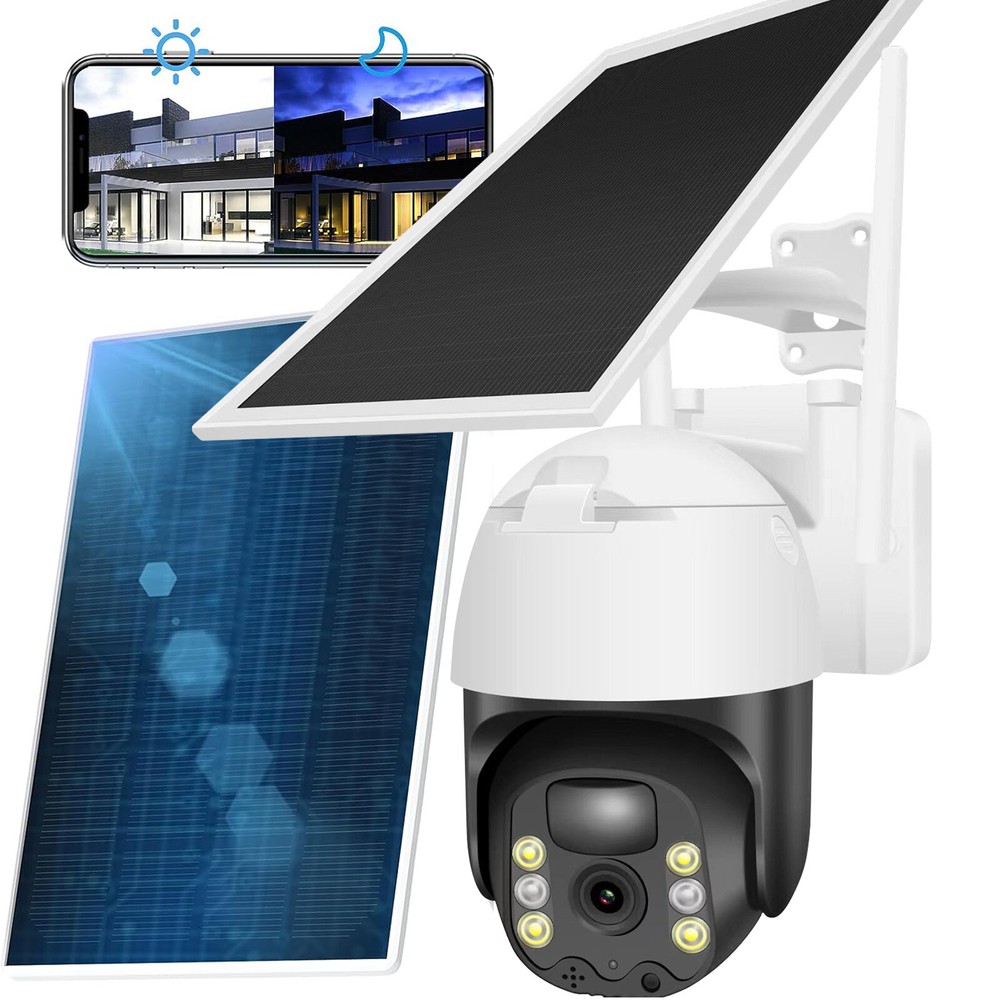 Wireless Solar Battery Powered Wifi Outdoor Pan/Tilt Home Security Camera System