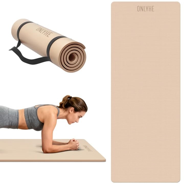 Yoga Mat Extra thick 8mm Exercise mat Soft Lightweight TPE Fitness with strap