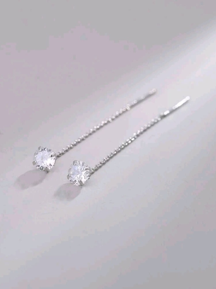 14k White Gold Threader Earrings Birthday Gift Set for Women