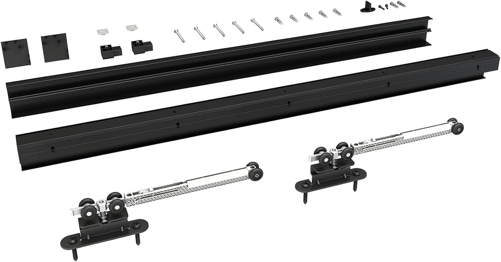 JUBEST 6FT Sliding Barn Door Hardware Track Kit, Aluminium Alloy Box Rail Wall M